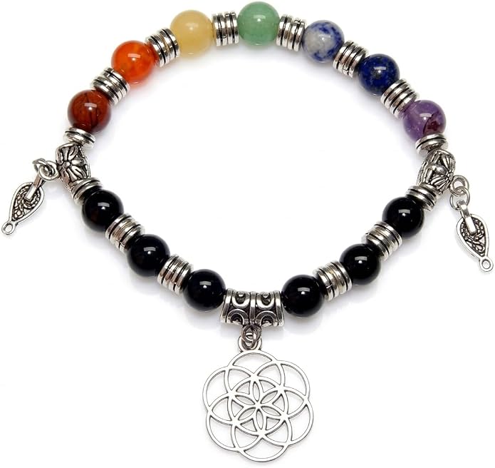 Natural Gemstone Bead Bracelet for Women – Healing Crystal Reiki Bracelet, Handmade Spiritual Protection Jewelry, Energy Stone Stretch Bracelet Gift for Women & Girls