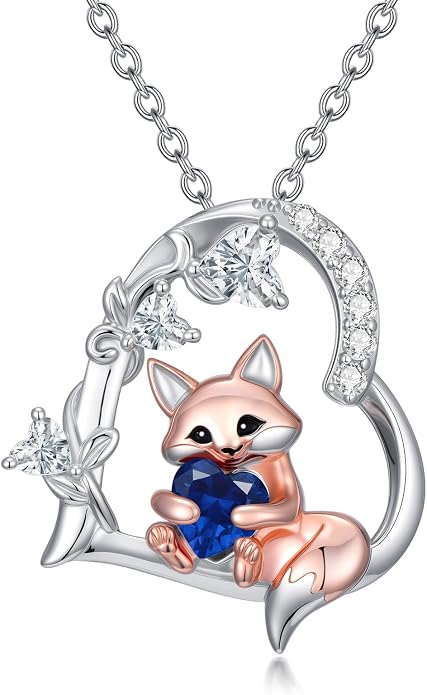 PELOVNY Teddy Bear Necklace for Women 925 Sterling Silver Bear/Highland Cow/Fox/Cat/Axolotl Birthstone Necklace Christmas Birthday Jewelry Gifts for Mom Daughter Wife Sister