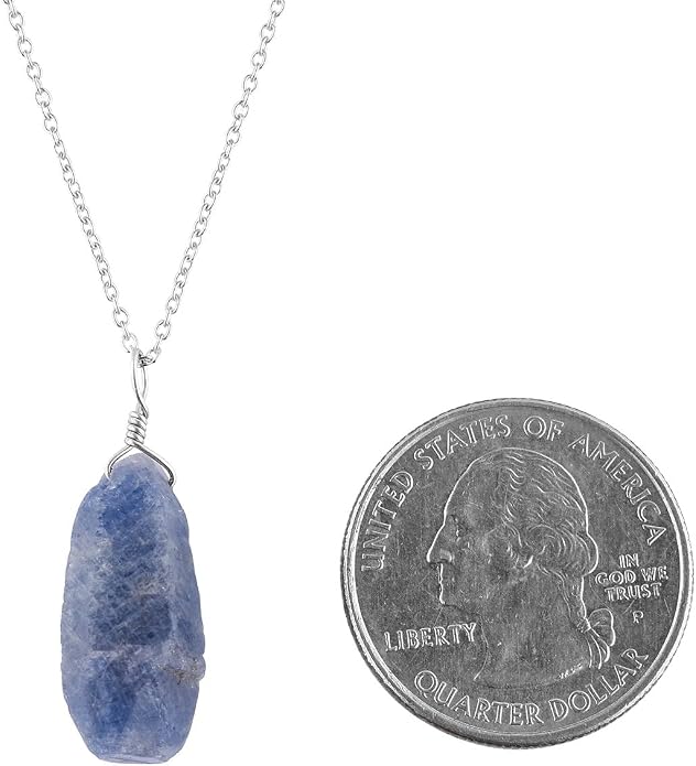 Raw Multi Gemstone Pendant Necklace for Women, Healing Crystal Chakra Stone Birthstone, 925 Sterling Silver Birthday Christmas Gifts for Her