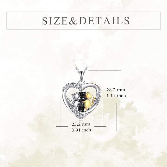 Cat Necklace Sterling Silver Cat Zircon Pendant Gothic Jewelry for Women Animal Lovers Gifts