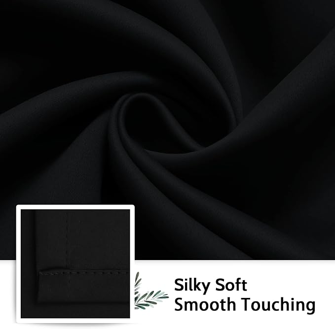 SimpleHome Black 100% Blackout Curtains Room Darkening Living Room 63 Inch | Curtains for Bedroom,Thermal Insulated Grommet Window Drapes,Curtains for Living Room with Black Back,62 x 63 Inch,2 Panels