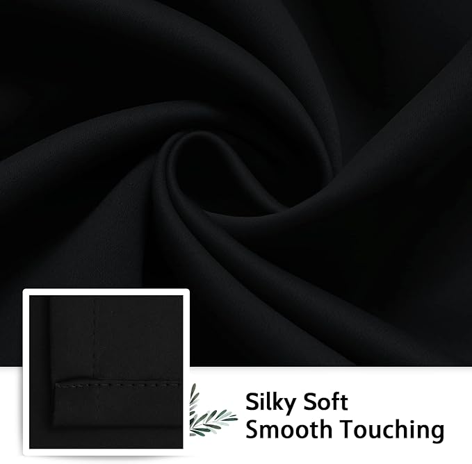SimpleHome Black 100% Blackout Curtains Room Darkening Living Room 54 Inch | Curtains for Bedroom,Thermal Insulated Grommet Window Drapes,Curtains for Living Room with Black Back,52 x 54 Inch,2 Panels