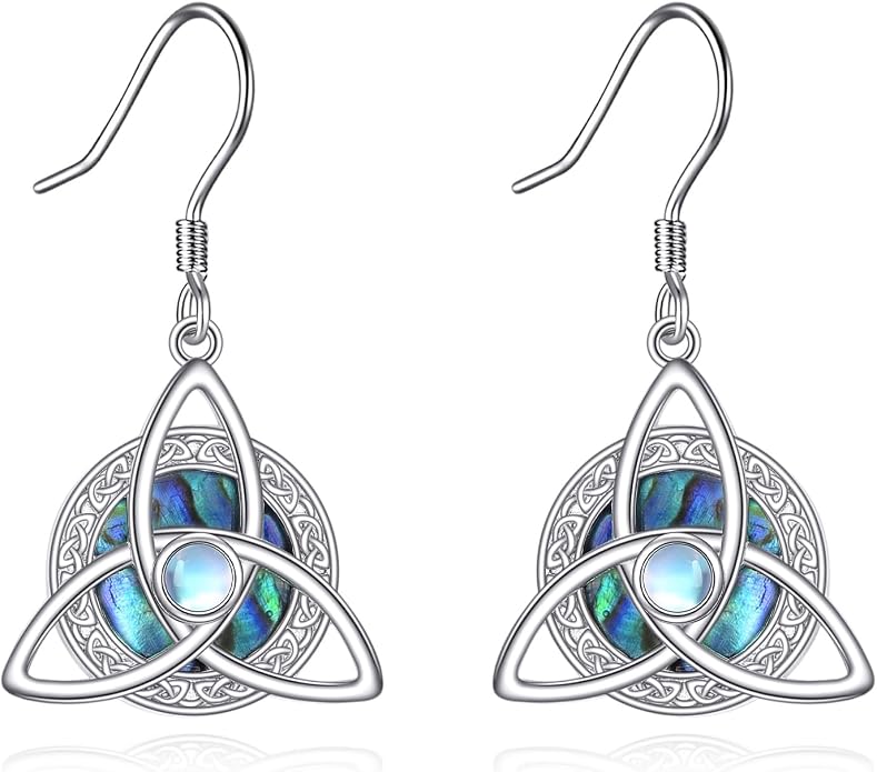 Celtic Knot Earrings Streling Silver Abalone Shell/Irish Crawler Earrings Celtic Jewelry For Women