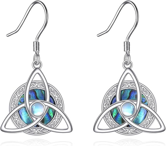Celtic Knot Earrings Streling Silver Abalone Shell/Irish Crawler Earrings Celtic Jewelry For Women