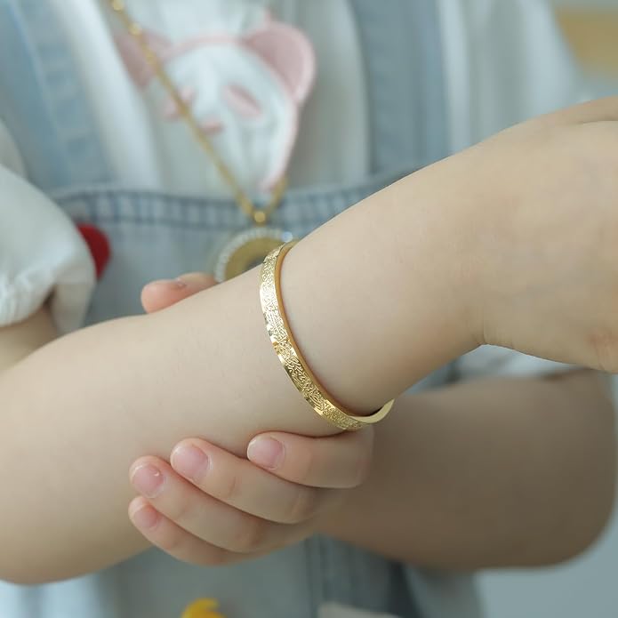 Qitian Islamic Jewelry Gifts for Women Allah Gold Bangles Bracelets Ayatul Kursi Arabic Cuff Bracelet for Women Men Islam Eid Ramadan New Year Gifts