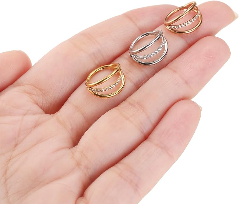 316L Surgical Steel Septum Clicker Ring Nose Ring Hoop Sleeper Hoop Earring Helix Rook Conch Cartilage Daith Tragus Earrings Lobe Nose Piercing Jewelry for Women