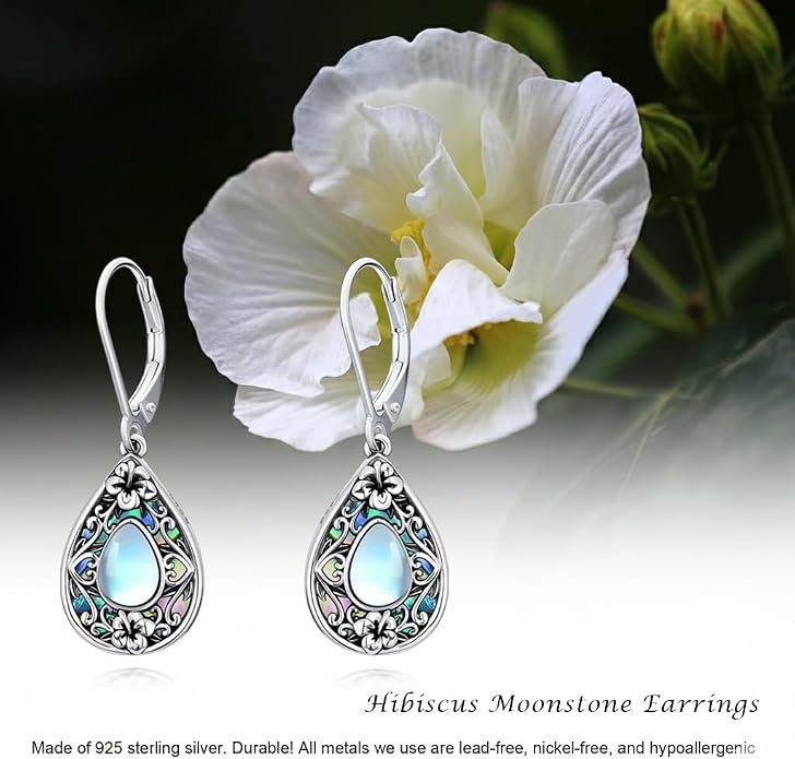 Flower Earrings 925 Sterling Silver Flower Teardrop Leverback Dangle Earrings Jewelry Gifts for Women Girls