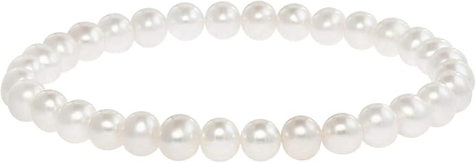 Blue Ocean Pearls Round Freshwater Cultured Pearl Bride & Bridesmaid 8" Stretch Strand Bracelet - Choice of Pearl Size and Color