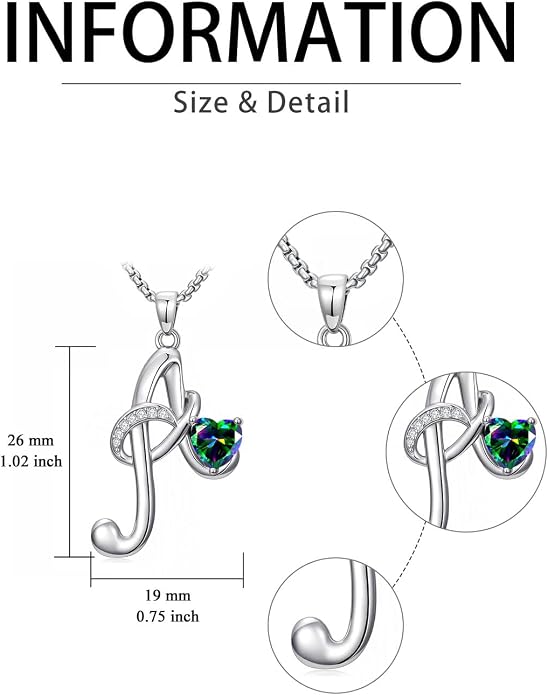 Birthday Gifts for Women Alphabet A to Z Initial Birthstone Pendant Necklaces for Women - 18k White Gold Plated Personalized Name Jewelry Anniversary Graduation Gifts for Wife Her Daughter Girlfriend(with Gift Box)