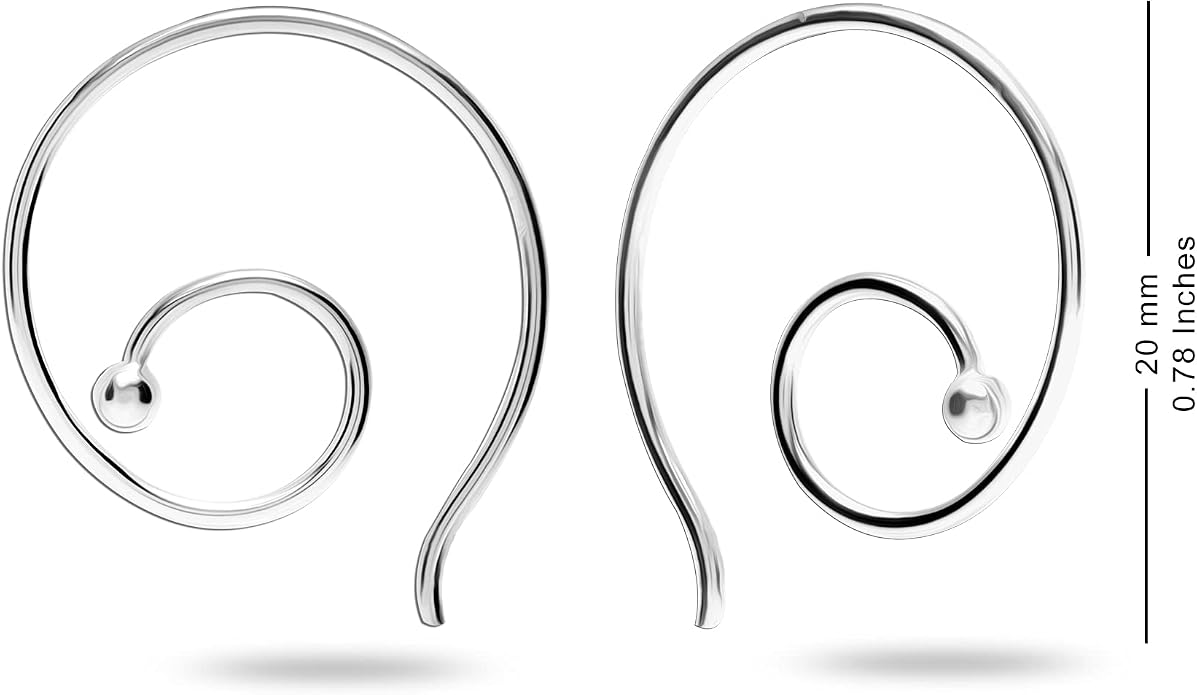 LeCalla 925 Sterling Silver Threader Earrings for Women | Handmade Wire Boho Hoops & Drop Earrings in Spiral, Heart, Bar Designs | Lightweight Pull Through Earring Jewelry Gift for Birthday, Anniversary