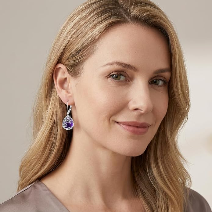 Teardrop Tree of Life/Filigree Earrings for Women Dangle Leverback Earrings Jewelry Gift Anniversary For Her