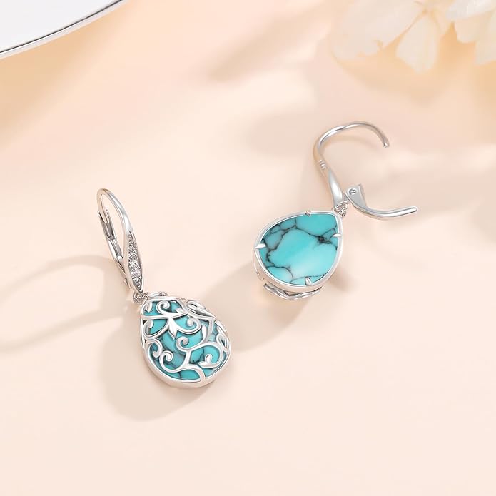 Trendy Dangle Earrings for Women Teen Girls Sterling Silver 12 Birthstone Earrings Minimalist Hypoallergenic Earrings for Sensitive Ears Jewelry Gifts