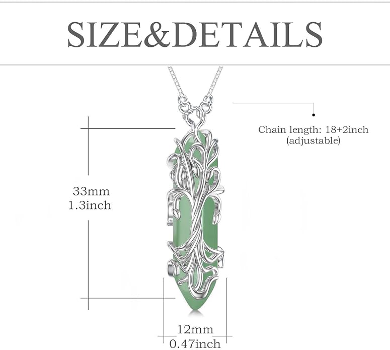 Healing Crystal Necklace 925 Sterling Silver Sunflower/Tree of Life Wrapped Pendant Reiki Energy Jewelry for Women