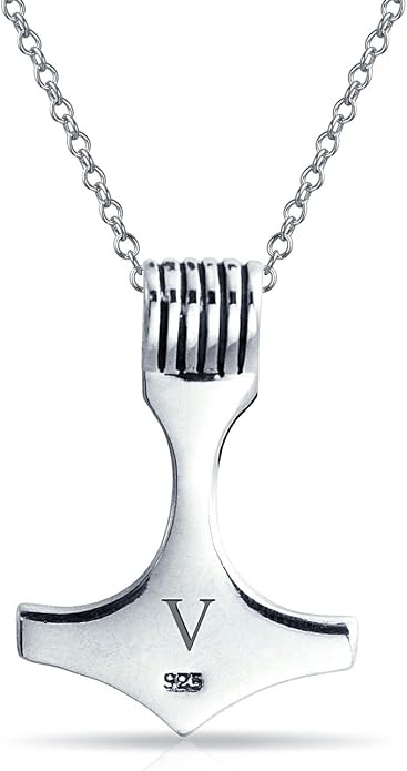 Bling Jewelry Celtic Symbol of Strength Norse Thors Hammer Pendant Necklace Oxidized .925 Sterling Silver