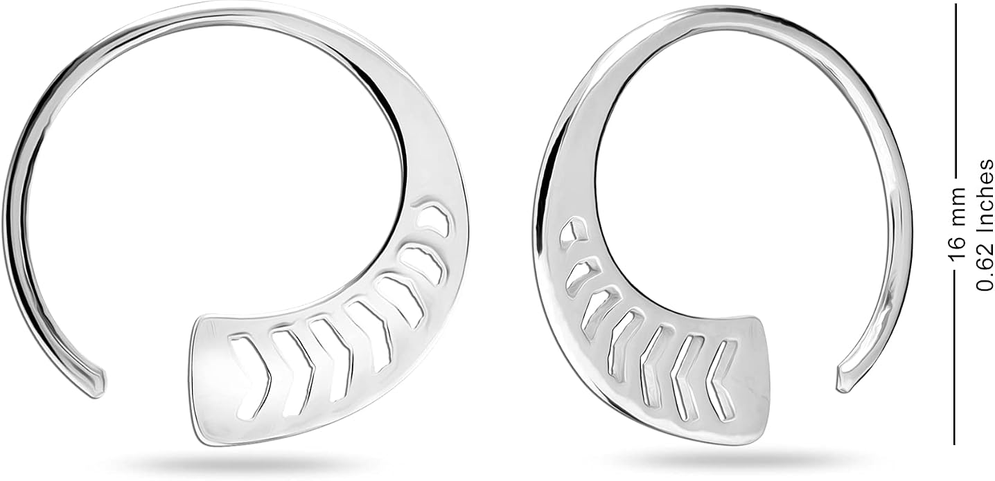 LeCalla 925 Sterling Silver Threader Earrings for Women | Handmade Wire Boho Hoops & Drop Earrings in Spiral, Heart, Bar Designs | Lightweight Pull Through Earring Jewelry Gift for Birthday, Anniversary