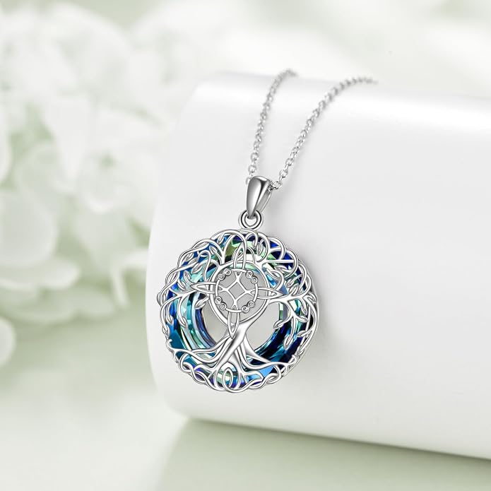 YFN Tree of Life Necklace Sterling Silver Celtic Knot Tree Pendant Jewelry Gifts for Women Men