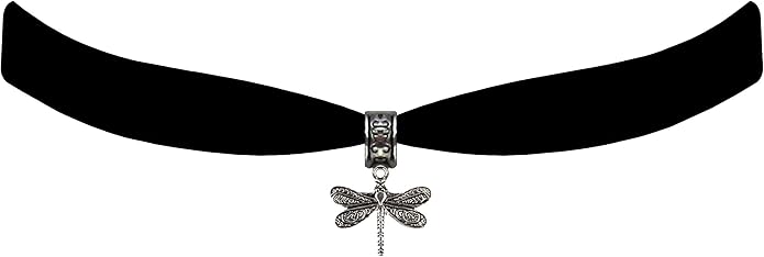 Victorian Vault Dragonfly Black Velvet Choker Steampunk Gothic Pendant Necklace