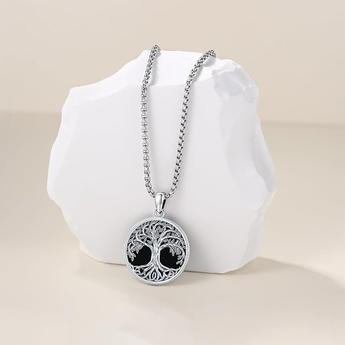 Odinstone Tree of Life Necklace, Sterling Silver Pendant for Women Family Tree Necklaces Jewelry for Mom/Wife/Grandma(With Fine Gift Box)