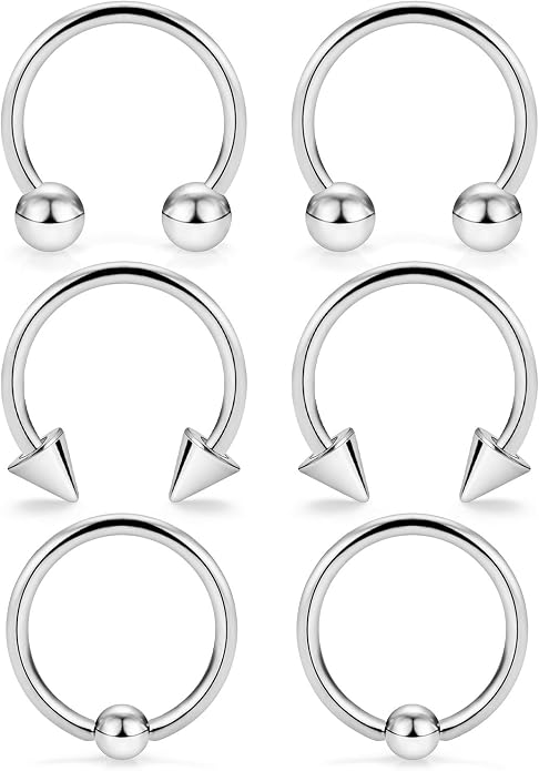 00G 0G 2G 4G 6G 8G 10G 12G 14G 16G Septum Rings Silver Black Surgical Steel Heavy Gauges Earrings Stretching kit Eyebrow Lip Septm Nose Rings Helix Tragus Daith Rook Earrings Hoops 10mm-19mm