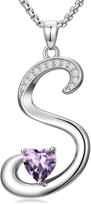Birthday Gifts for Women Alphabet A to Z Initial Birthstone Pendant Necklaces for Women - 18k White Gold Plated Personalized Name Jewelry Anniversary Graduation Gifts for Wife Her Daughter Girlfriend(with Gift Box)