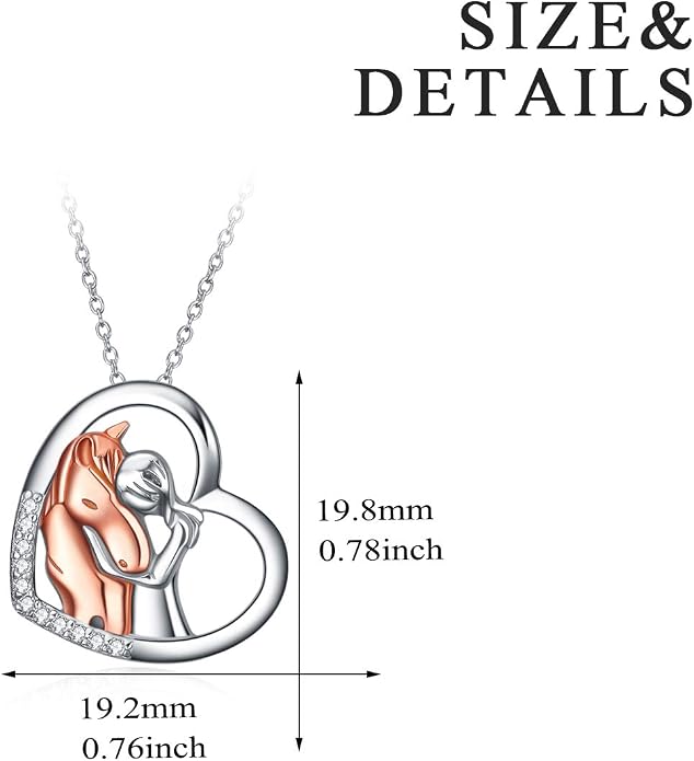 YFN Horse Pendant Necklace Jewelry 925 Sterling Silver Women Embrace Horse Gift For Women