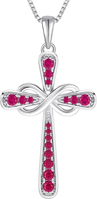 YL 925 Sterling Silver Cross Necklace for Women Halo Infinity Pendant Cubic Zirconia Jewelry for Mom