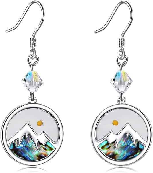 AOBOCO Mustard Seed Earrings for Women Sterling Silver Mountain Cross Earrings Dangle Christian Religion Jewelry Mothers Day Birthday for Mom Wife Friends