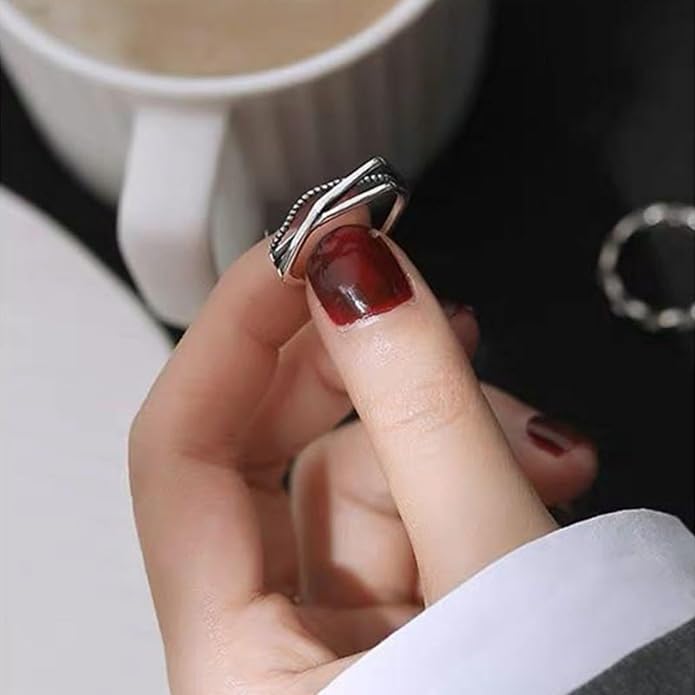 925 Sterling Silver Ring Minimalist Adjustable Rings Band Handmade Rings for Women Girls