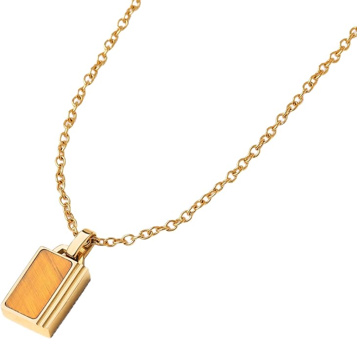 Forge & Foundry Men's Minimalist Stainless Steel and Solid Onyx Inlay Pendant | 21 Inch Rolo Chain | Design-Led Artisan Jewelry, from London
