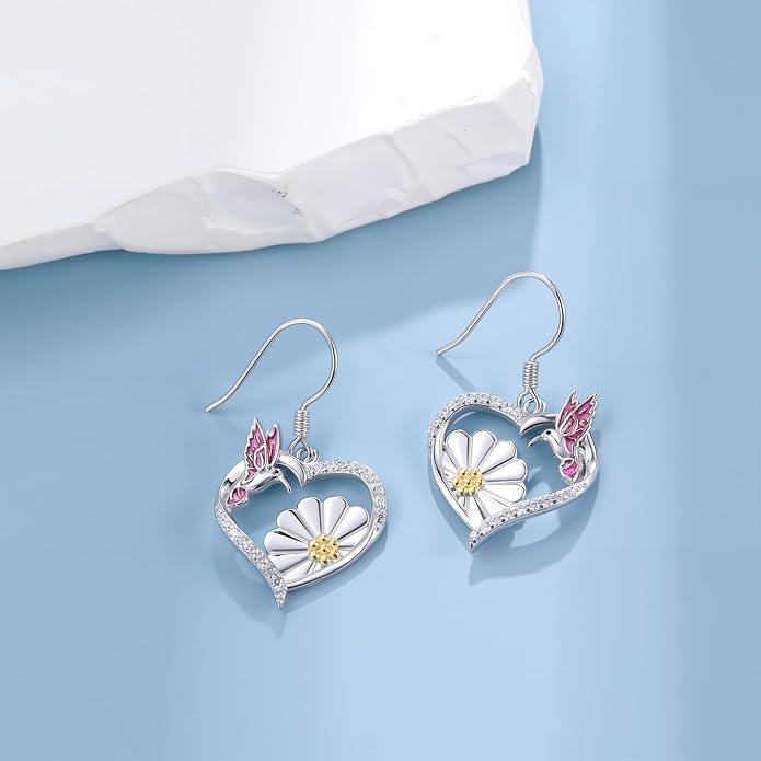 Bee/Butterfly/Dragonfly/Hummingbird/Sunflower Earrings for Women 925 Sterling Silver Sunflower Earrings Hypoallergenic Animal Jewelry Gifts for Women