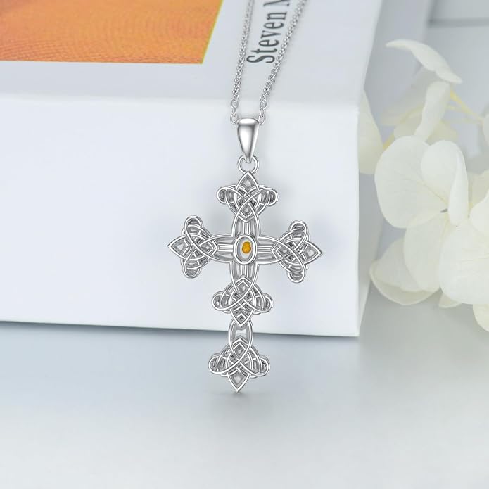SIMONLY Protection Necklace Sterling Silver Jesus/Virgin Mary/Guadalupe Cross Necklace Mustard Seed Evil Eye Pentagram Amulet Jewelry Christmas Birthday Gifts for Women Men