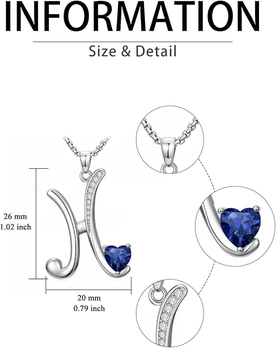 Birthday Gifts for Women Alphabet A to Z Initial Birthstone Pendant Necklaces for Women - 18k White Gold Plated Personalized Name Jewelry Anniversary Graduation Gifts for Wife Her Daughter Girlfriend(with Gift Box)