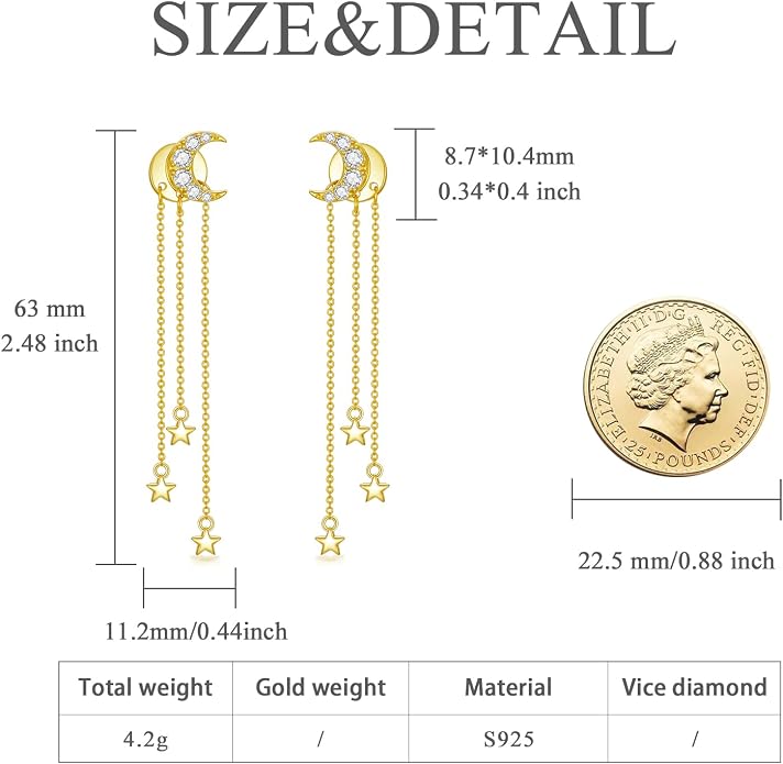 Sterling Silver Cross/Rose/Heart/Moon Star/Mushroom Dangle Drop Stud Earrings Jewelry Gifts for Women Girls