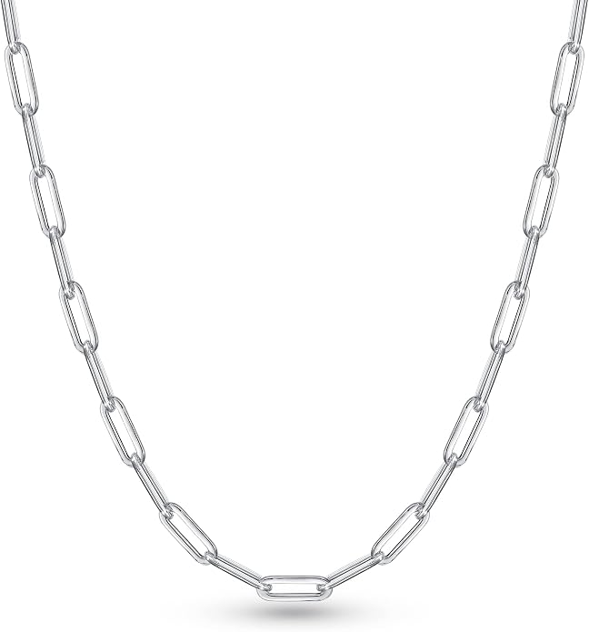 OCHCOH 925 Sterling Silver Clasp 2.5/3/4/5mm Paperclip Chain for Women Silver Chain Necklace 16, 18, 20, 22, 24, 26, 30 Inches