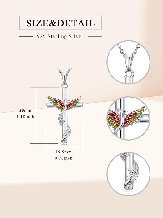 TOUPOP Phoenix Necklace 925 Sterling Silver Crystal Pendant Phoenix Rising Jewelry Women Birthday Mothers Day Gifts for Women