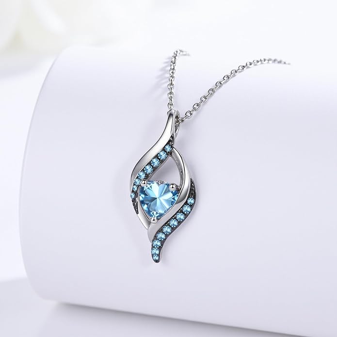 KiiKii Birthday Gifts for Women Birthstone Necklace Platinum Plated 925 Sterling Silver Forever Love Heart Pendant Meaningful Jewelry Gifts for Wife Mom