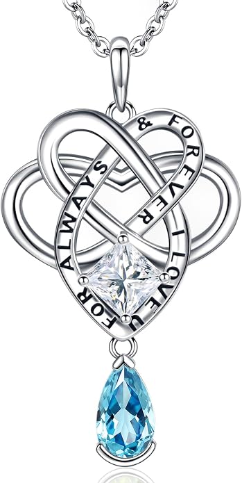 Birthstone Necklace for women Celtic Jewelry Trinity Necklace Pendant 925 Sterling Silver Necklace Birthday Valentines Gift for Her Cable Length 18"