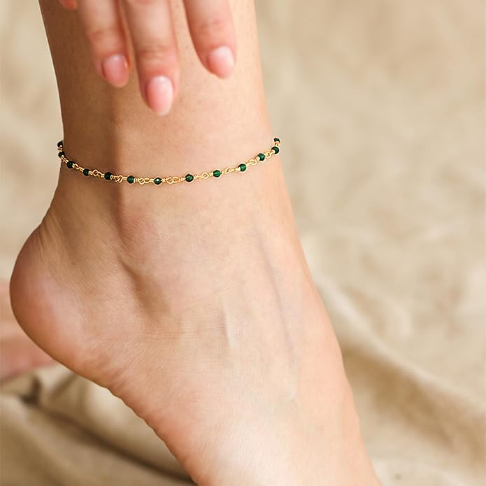 MEVECCO Anklet for Women Gold Chain 14K Gold Plated Dainty Boho Beach Summer Simple Foot Jewelry Ankle Bracelet