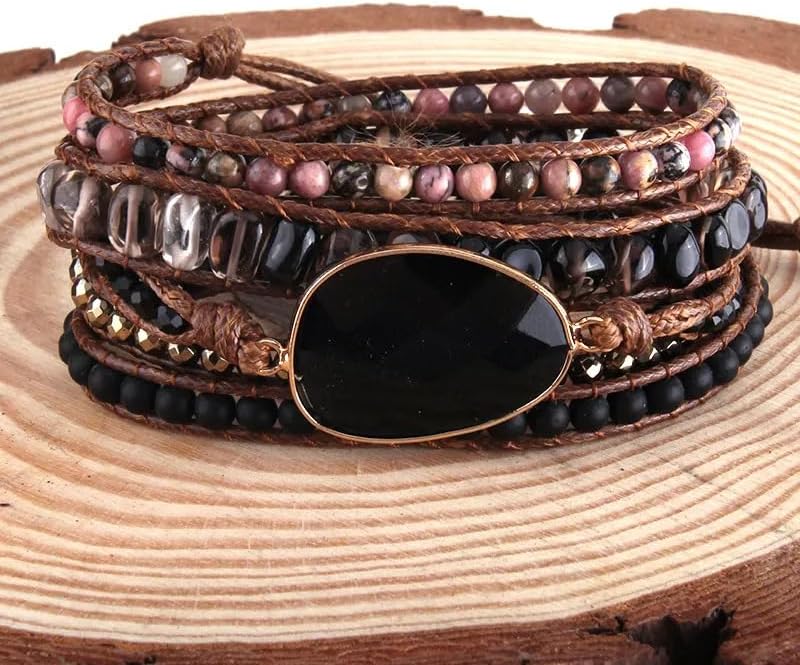 Women Wrap Bracelets Boho Natural Stone Jasper Turquoises Strand Bracelet Jewelry Collection