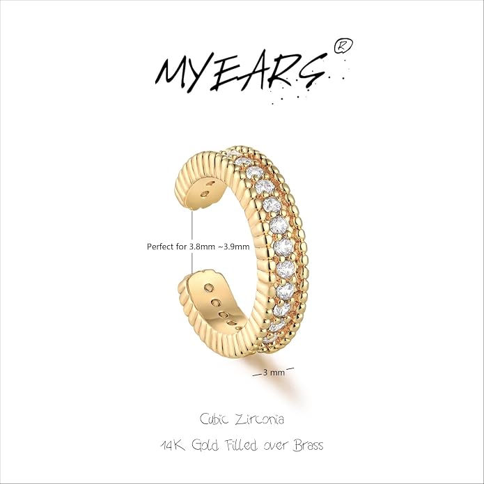 MYEARS Women Ear Cuff Earring Gold Non Pierced Ear Cartilage Clip on Wrap Hoop 14K Gold Filled Tiny Boho Beach Simple Minimalist Delicate Handmade Hypoallergenic Jewelry Gift-Sold as Single/Pair