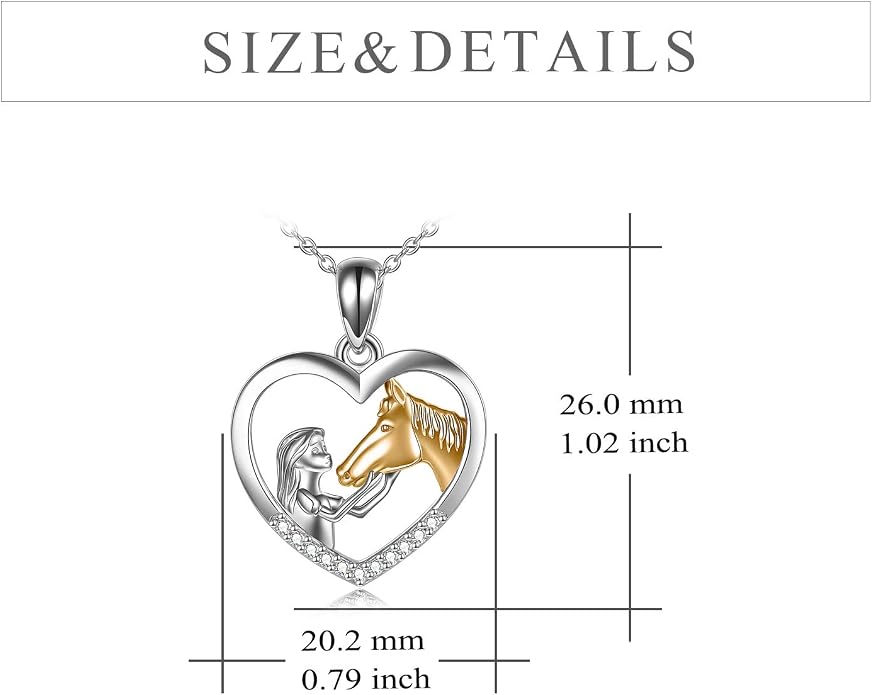 YFN Horse Pendant Necklace Sterling Silver Women with Horse Gift for Women