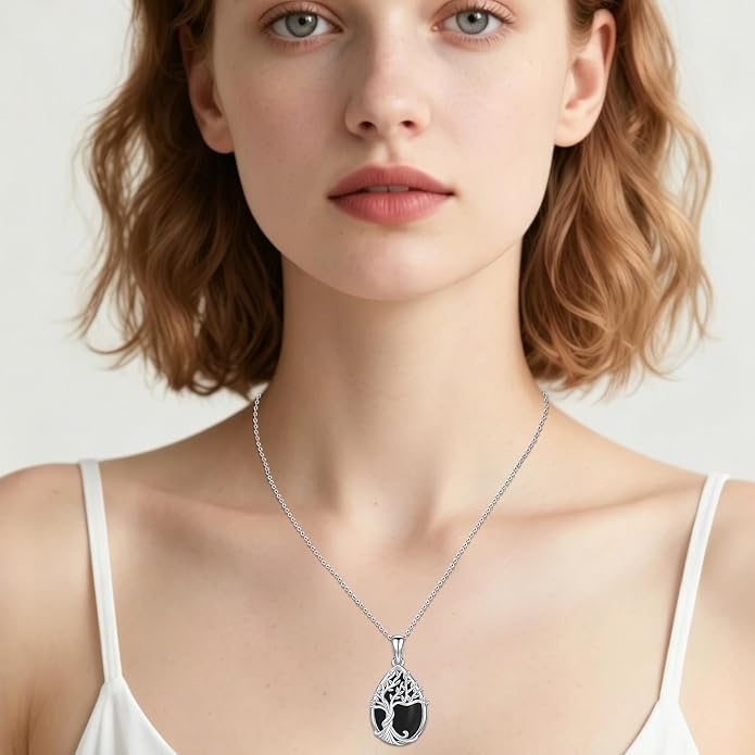 Odinstone Tree of Life Necklace, Sterling Silver Pendant for Women Family Tree Necklaces Jewelry for Mom/Wife/Grandma(With Fine Gift Box)