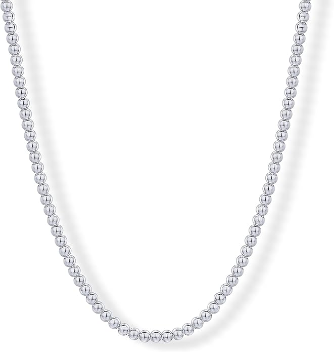 PAVOI 14K Gold Plated Small Bead Ball Chain Necklace for Women - Adjustable Dainty Gold Beaded Necklace - Trendy Choker Chain Layering Jewelry