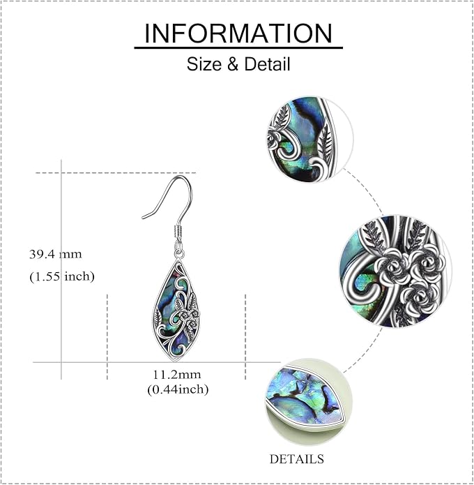 Silver Earrings for Women Sterling Silver Filigree Earrings Teardrop Dangle Drop Filigree Bohemia Jewelry Gift for Women Mother Mom