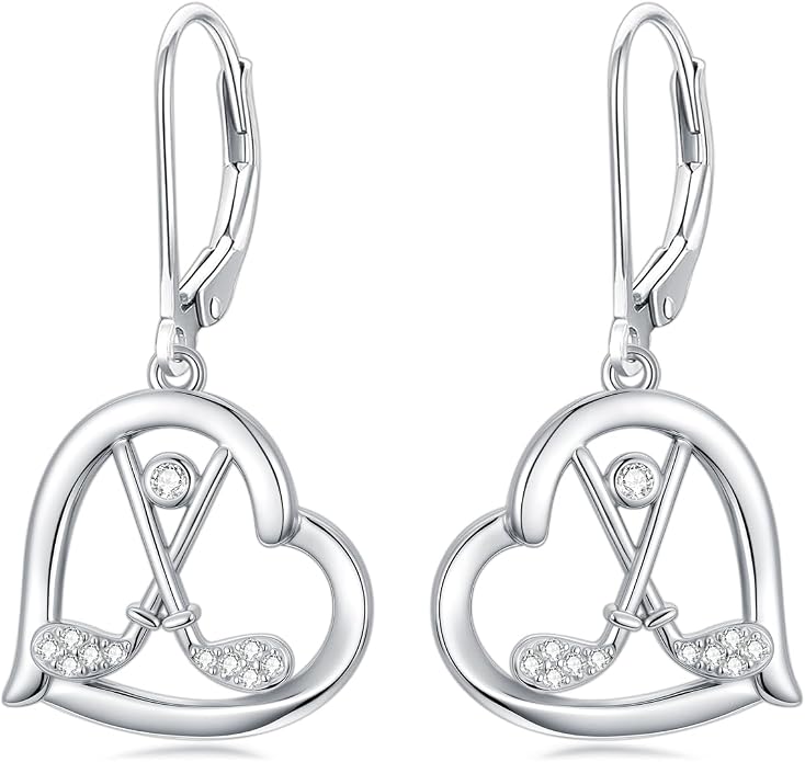Midari Heart Dangle Earrings 925 Sterling Silver Leverback Drop Earrings Teacher Music Art Jewelry Gifts for Women Students Apple/Guitar/Palette/Note Design