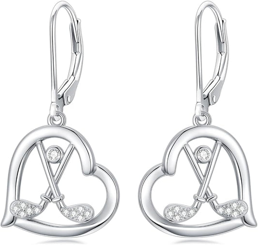 Midari Heart Dangle Earrings 925 Sterling Silver Leverback Drop Earrings Teacher Music Art Jewelry Gifts for Women Students Apple/Guitar/Palette/Note Design