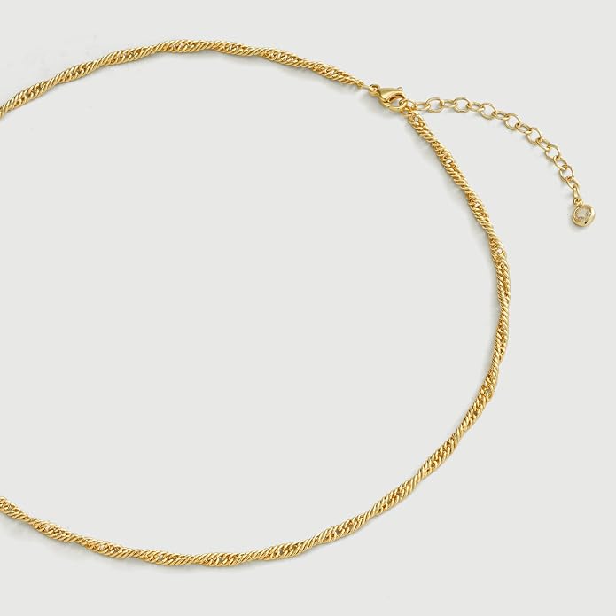 Dremmy Studios Dainty Gold Choker Necklace for Women 14K Gold Plated Coin Disc Figaro Layered Beaded Flat Mariner Sideways Cross Wishbone Link Clavicle Necklaces