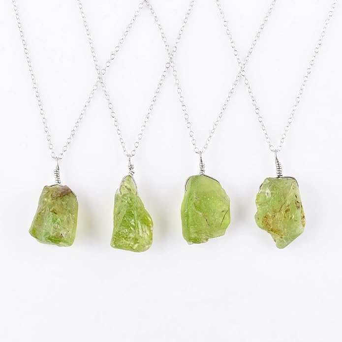 Natural Raw Crystal Rough Gemstone Pendant Necklace For Women, Chakra Healing Stones, Birthstone Jewelry, Rhodium Plated 925 Sterling Silver Chain 18 inch, Birthday Gift