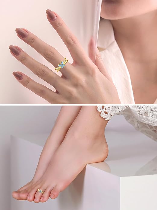 Midari Toe Rings for Women 925 Sterling Silver Hypoallergenic Adjustable Open Band Ring for Women Summer Beach Open Toe Jewelry Foot Jewelry