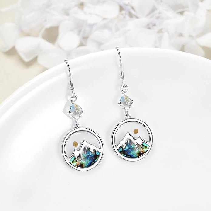 AOBOCO Mustard Seed Earrings for Women Sterling Silver Mountain Cross Earrings Dangle Christian Religion Jewelry Mothers Day Birthday for Mom Wife Friends